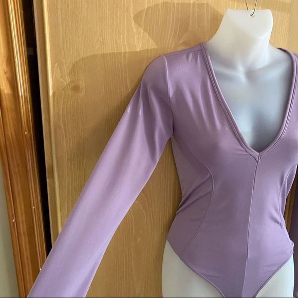 Free People • Plunging Neckline Thong Bodysuit in Lavender - Picture 6 of 11